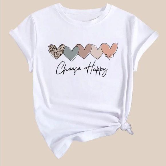 2/15 hearts and Choose Happy white tee shirt - Picture 3 of 6